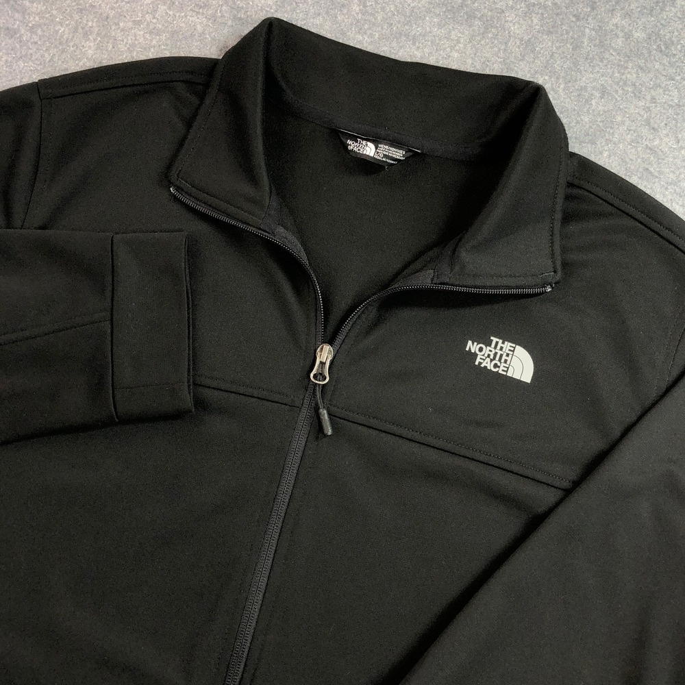 The North Face Mens Full Zip Jacket Large Black Polyester Fleece Lined Mock Neck